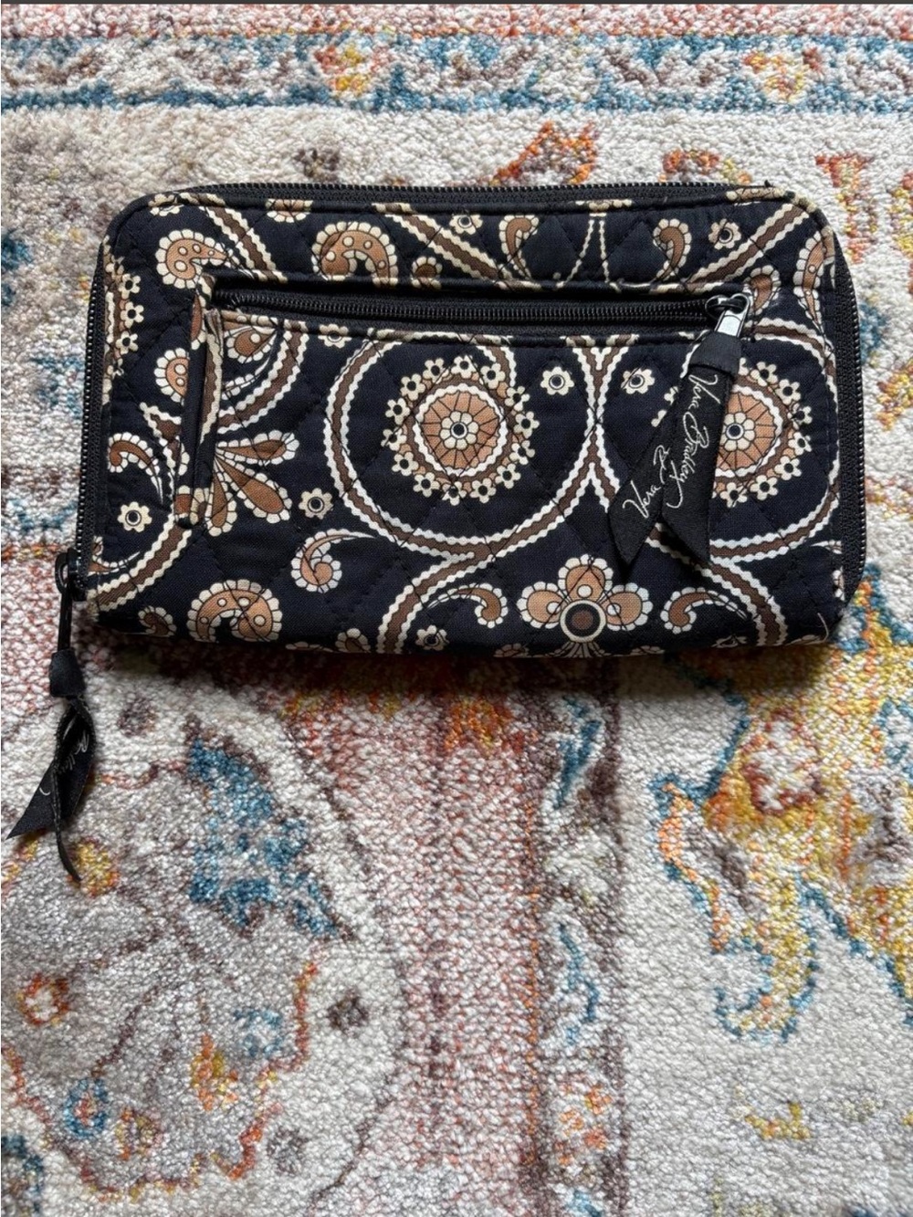 Vera Bradley Tan and Black Boho Paisley Wallet